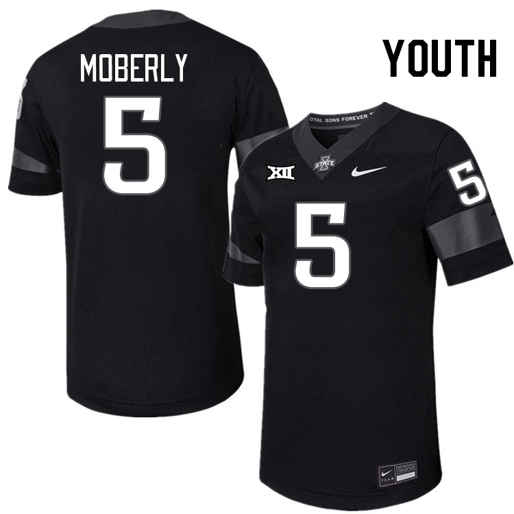 Youth #5 Connor Moberly Iowa State Cyclones College Football Jerseys Stitched-Black